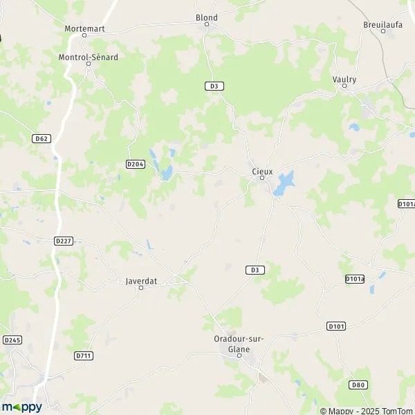 Map Cieux: map of Cieux (87520) and practical information