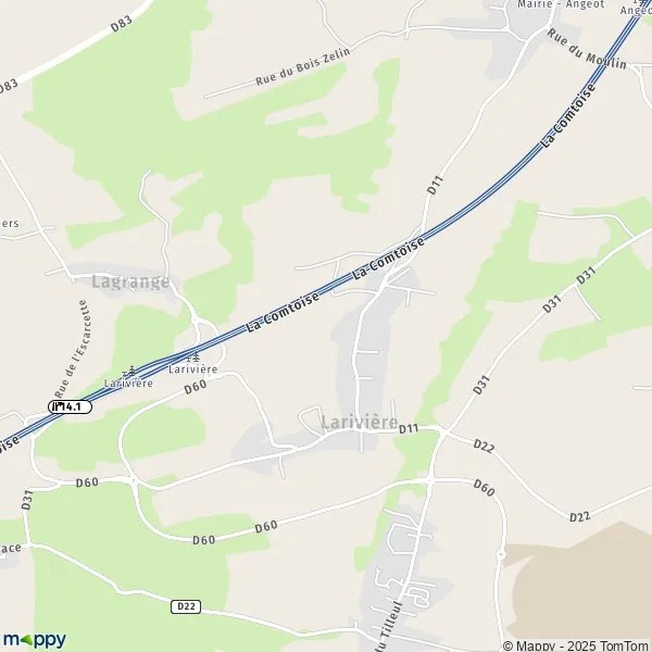Map Larivière map of Larivière (90150) and practical information