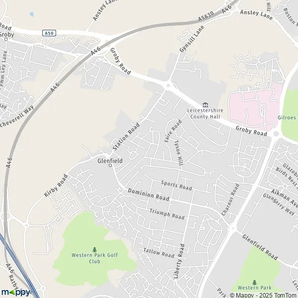 Map Glenfield map of Glenfield (LE3 8) and practical information