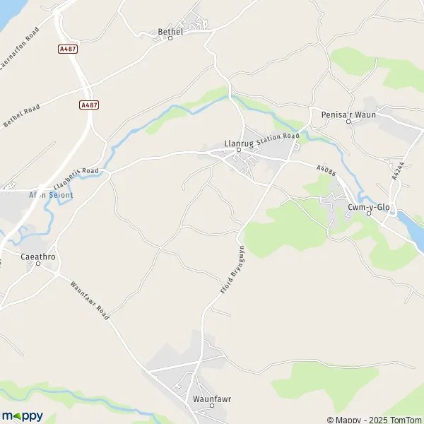 Map Llanrug map of Llanrug (LL55 4) and practical information