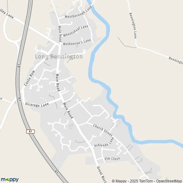 Map Long Bennington map of Long Bennington (NG23 5) and practical