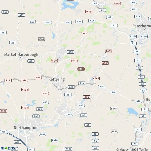 Map North Northamptonshire map of North Northamptonshire (NN15 6) and