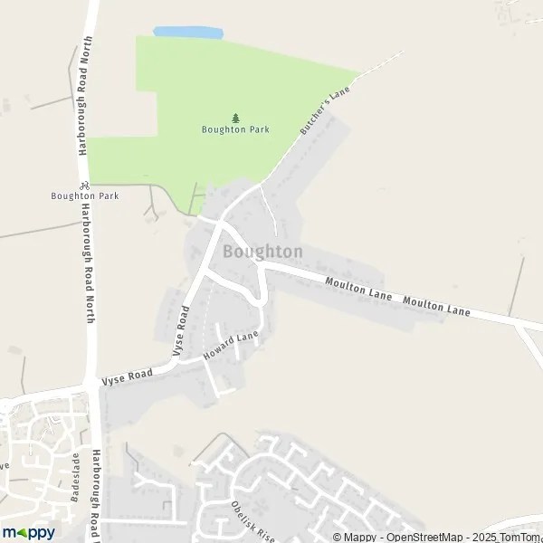 Map Boughton map of Boughton (NN2 8) and practical information