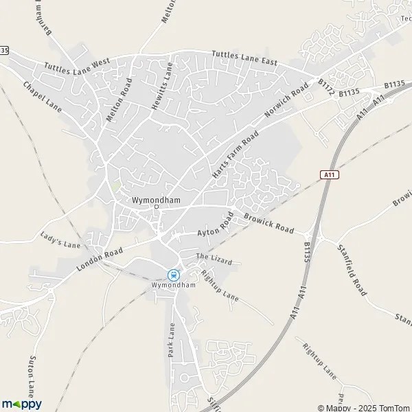 Map Wymondham map of Wymondham (NR18 0) and practical information