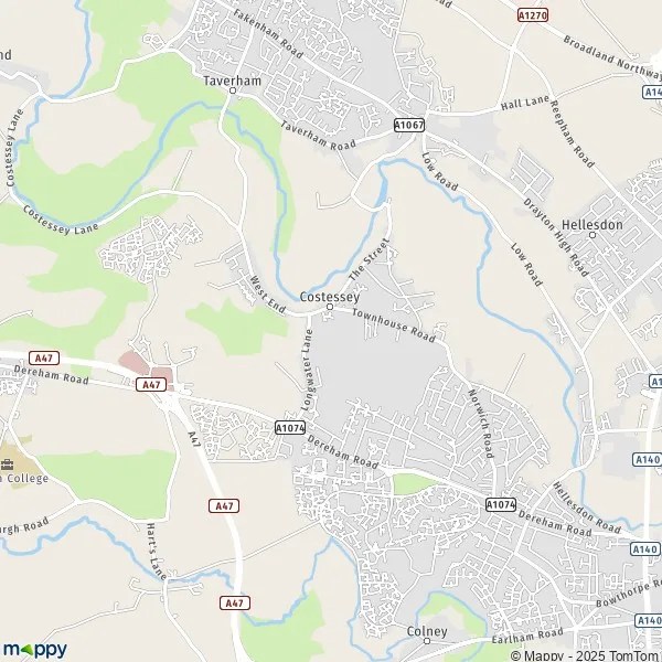 Map Costessey map of Costessey (NR8 5) and practical information