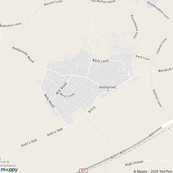 Map Hethersett map of Hethersett (NR9 3) and practical information