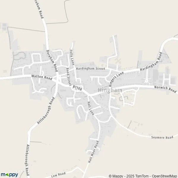 Map Hingham map of Hingham (NR9 4) and practical information