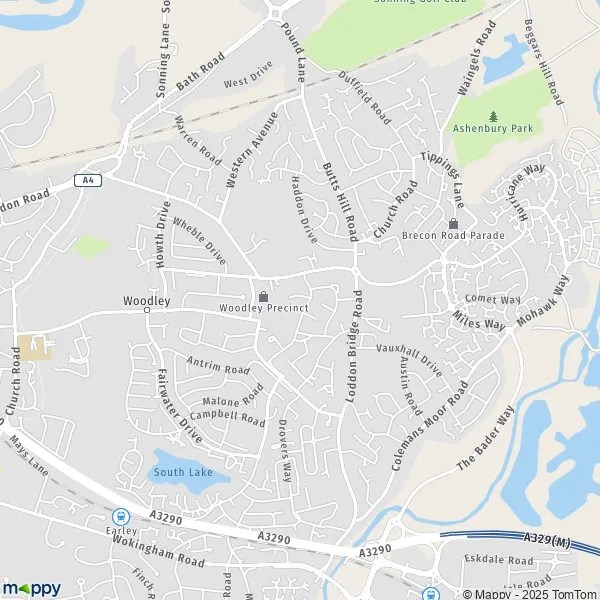 Map Woodley map of Woodley (RG5 3) and practical information