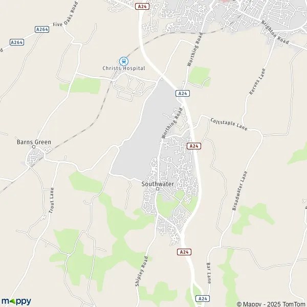 Map Southwater map of Southwater (RH13 9) and practical information