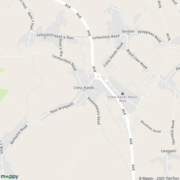 Map Cross Hands map of Cross Hands (SA14 6) and practical information