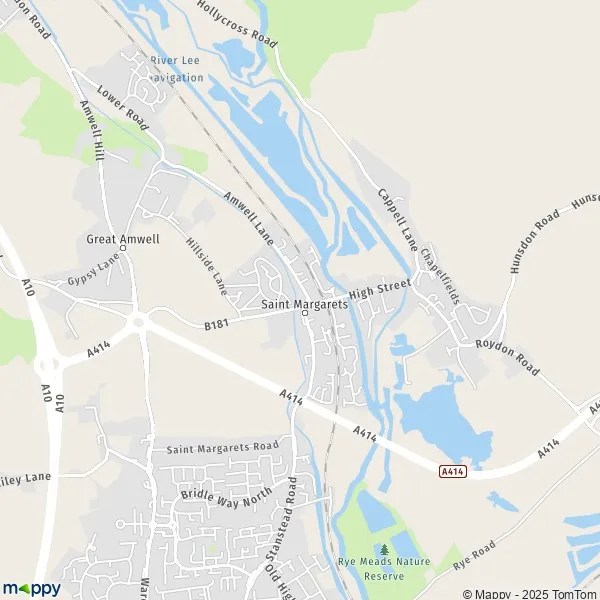 Map Saint Margarets map of Saint Margarets (SG12 8) and practical