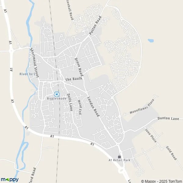 Map Biggleswade map of Biggleswade (SG18 0) and practical information