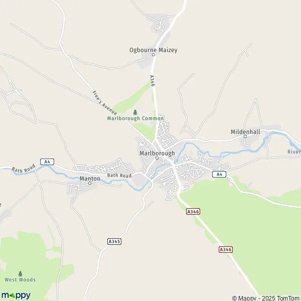 Map Marlborough map of Marlborough (SN8 1) and practical information