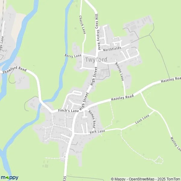 Map Twyford map of Twyford (SO21 1) and practical information