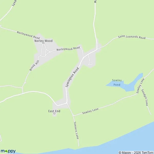 Map East End map of East End (SO41 5) and practical information