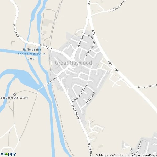 Map Great Haywood map of Great Haywood (ST18 0) and practical information