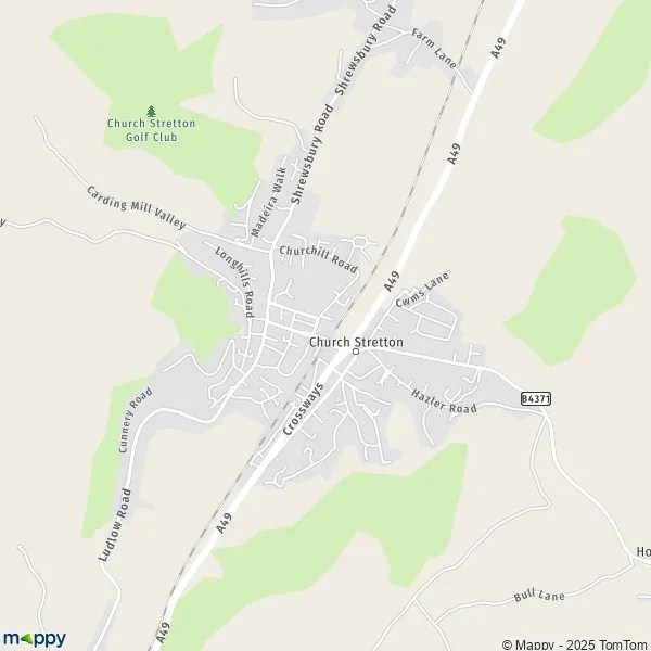 Map Church Stretton map of Church Stretton (SY6 7) and practical