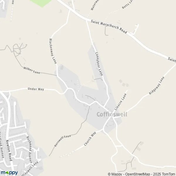 Map Coffinswell map of Coffinswell (TQ12 4) and practical information