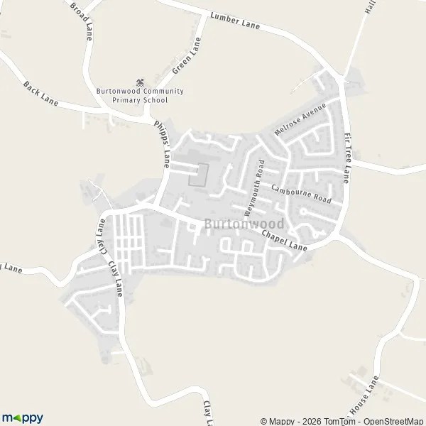 Map Burtonwood map of Burtonwood (WA5 4) and practical information