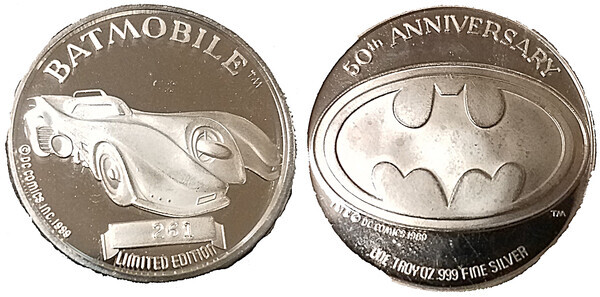 1 oz Silver (Batman 50 Years Batmobile) United States Numista
