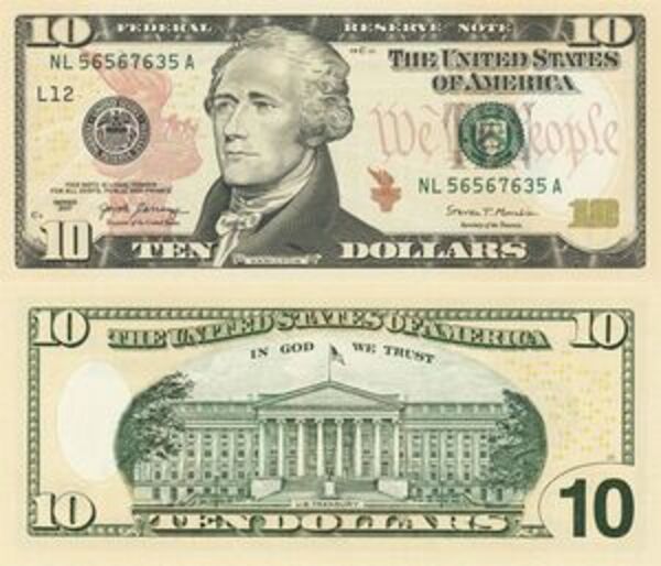 10 Dollars (Federal Reserve Note; colored) United States Numista