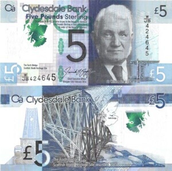 5 Pounds (Clydesdale Bank) Scotland Numista