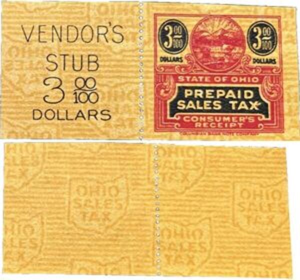 3 00⁄100 Dollars (Ohio Sales Tax Receipt) United States Numista