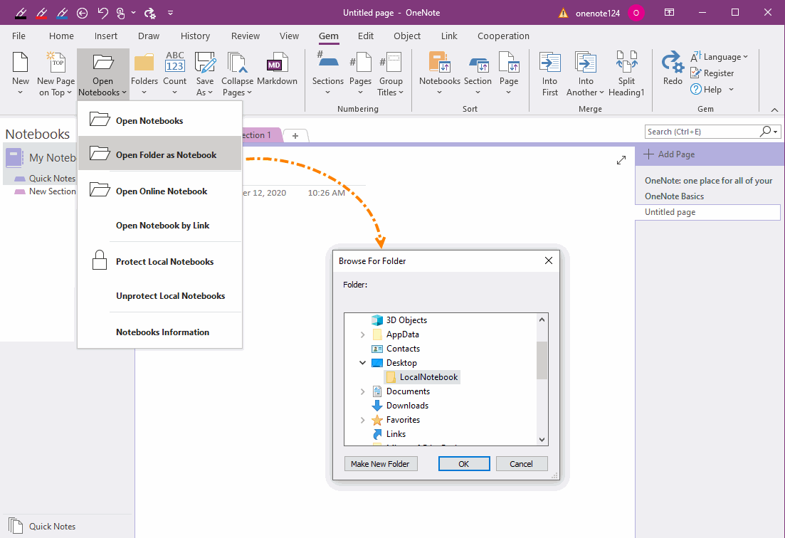 EXE How to Open a Windows Folder as a Single OneNote Notebook