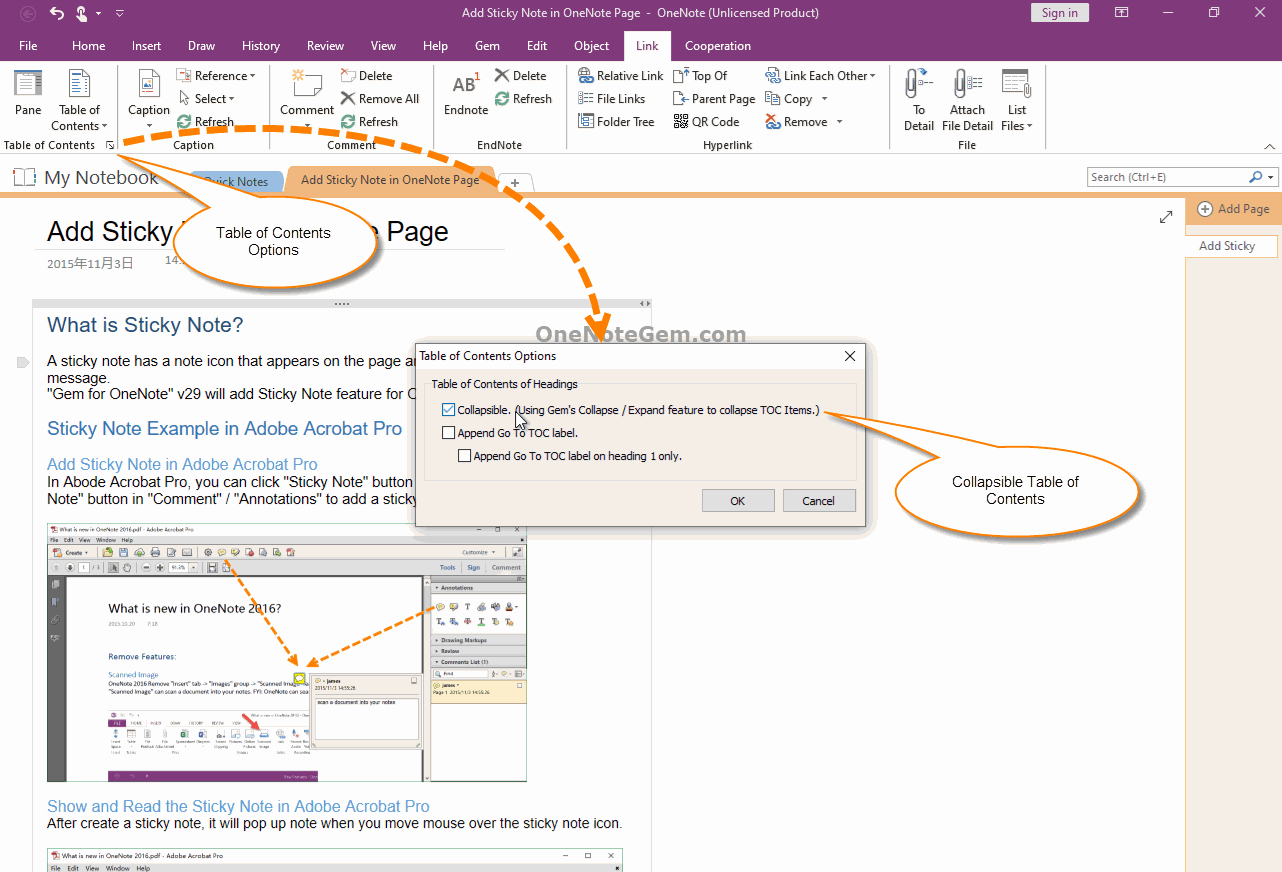 EXE How to Create a Collapsible Table of Contents in OneNote? Office