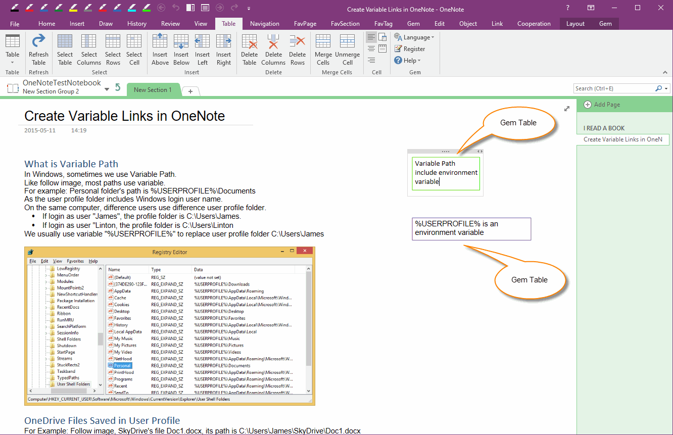 Scenario 1 Change the Color of the Gem Table Border in OneNote Office OneNote Gem AddIns