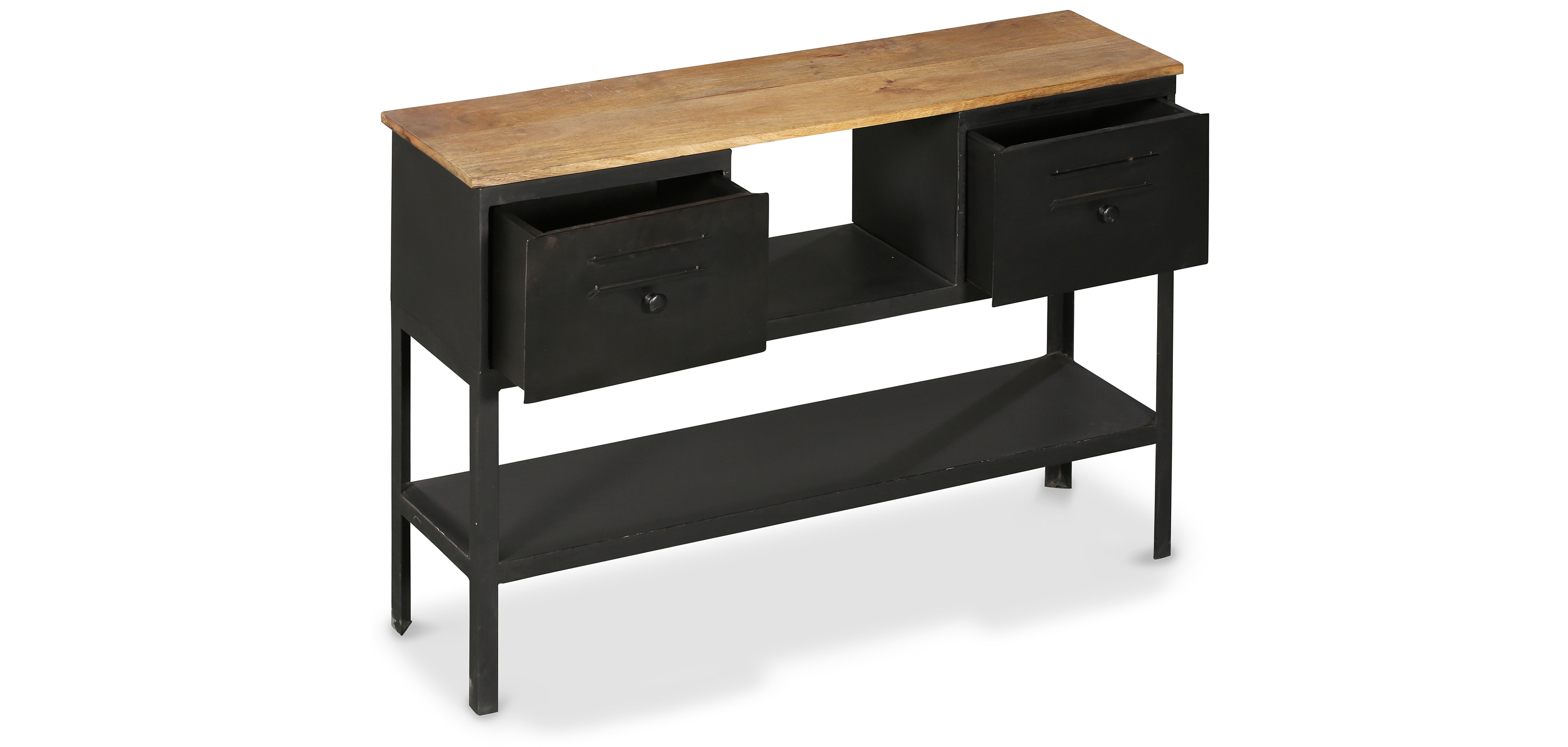 Buy Industrial console table 2 drawers metal Black 51318 in the Europe
