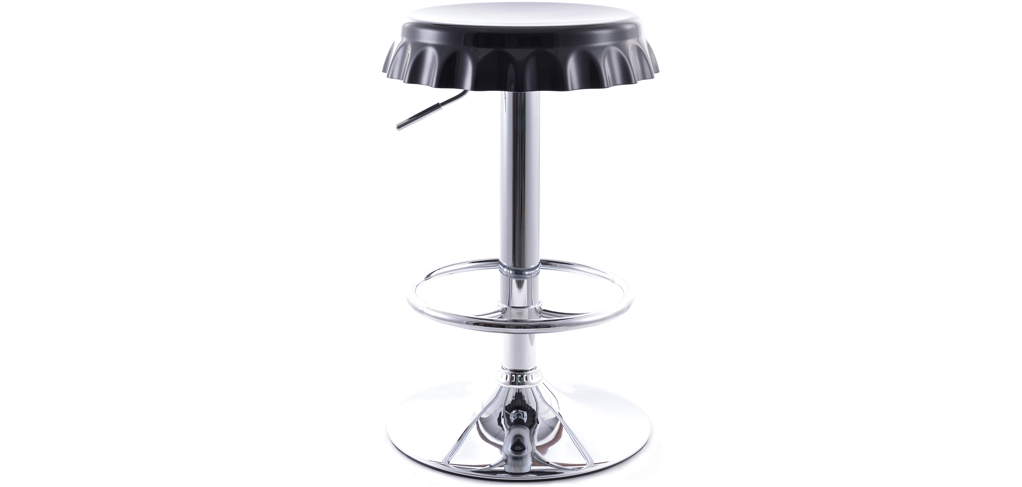 Buy Swivel Chromed Metal Bottle Cap Bar Stool Height Adjustable Black