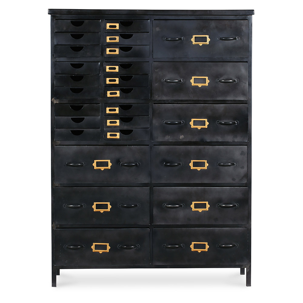 Buy Vintage industrial chest of drawers steel Black 27794 in the UK