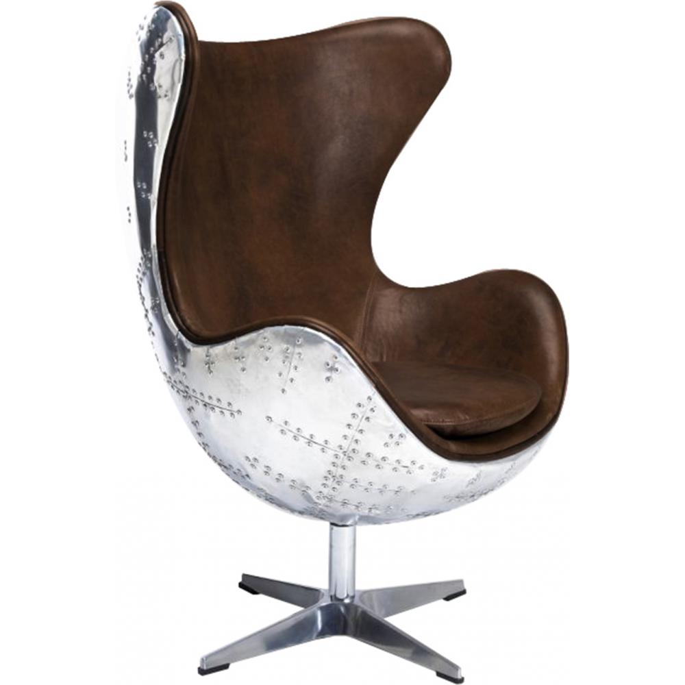 Buy Egg chair Aviator armchair microfiber aged leather effect Brown