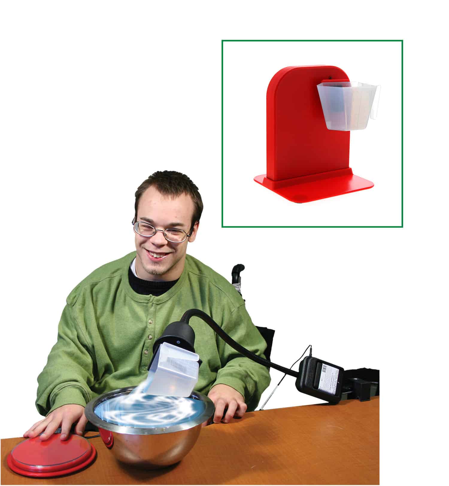 Pouring Cups for Adapted Cooking Enabling Devices
