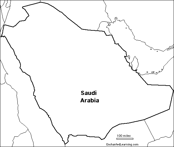 Blank Map Of Saudi Arabia Outline Map Research Activity #3 - Saudi Arabia - Enchantedlearning.com
