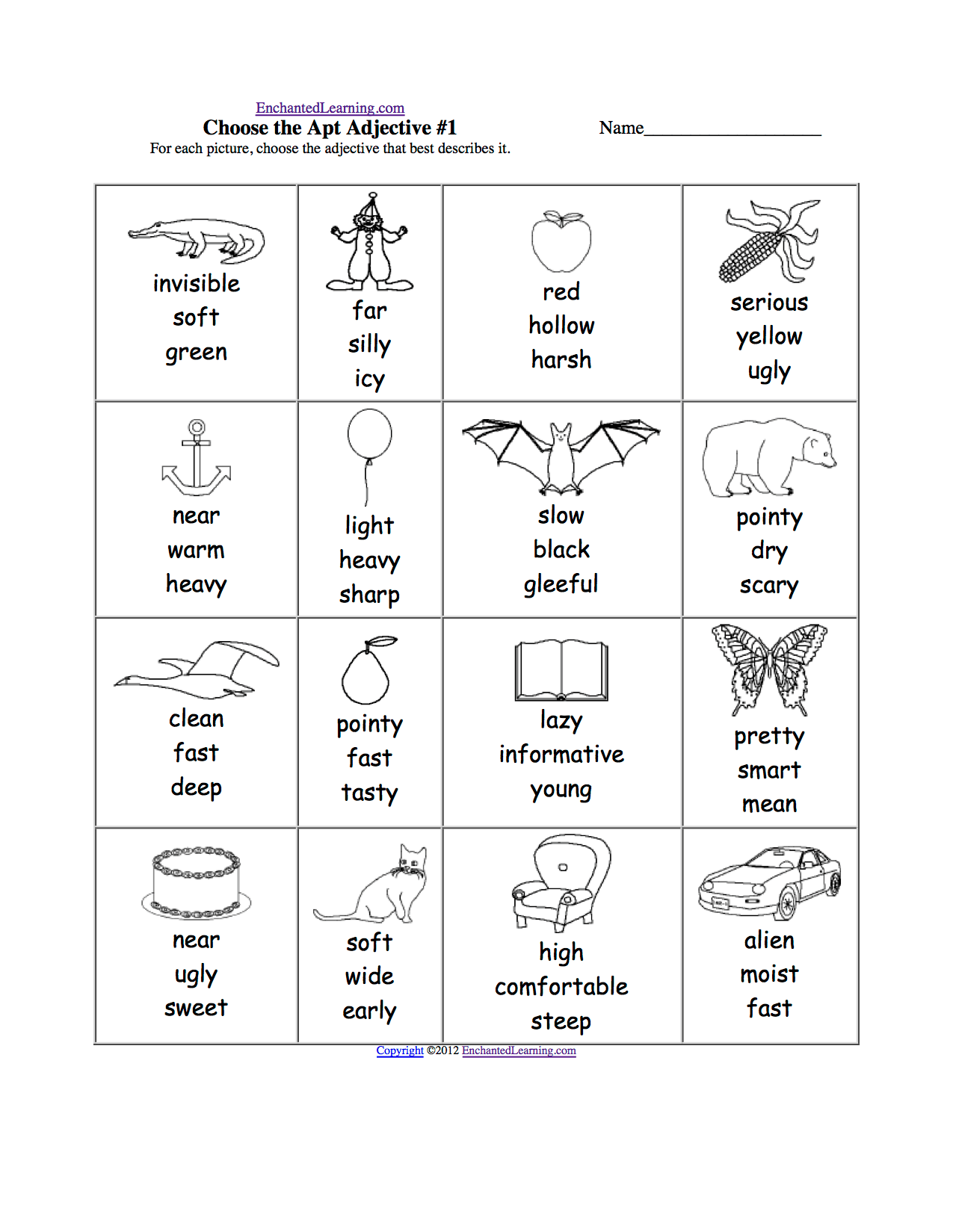 Adjectives Vocabulary Word List