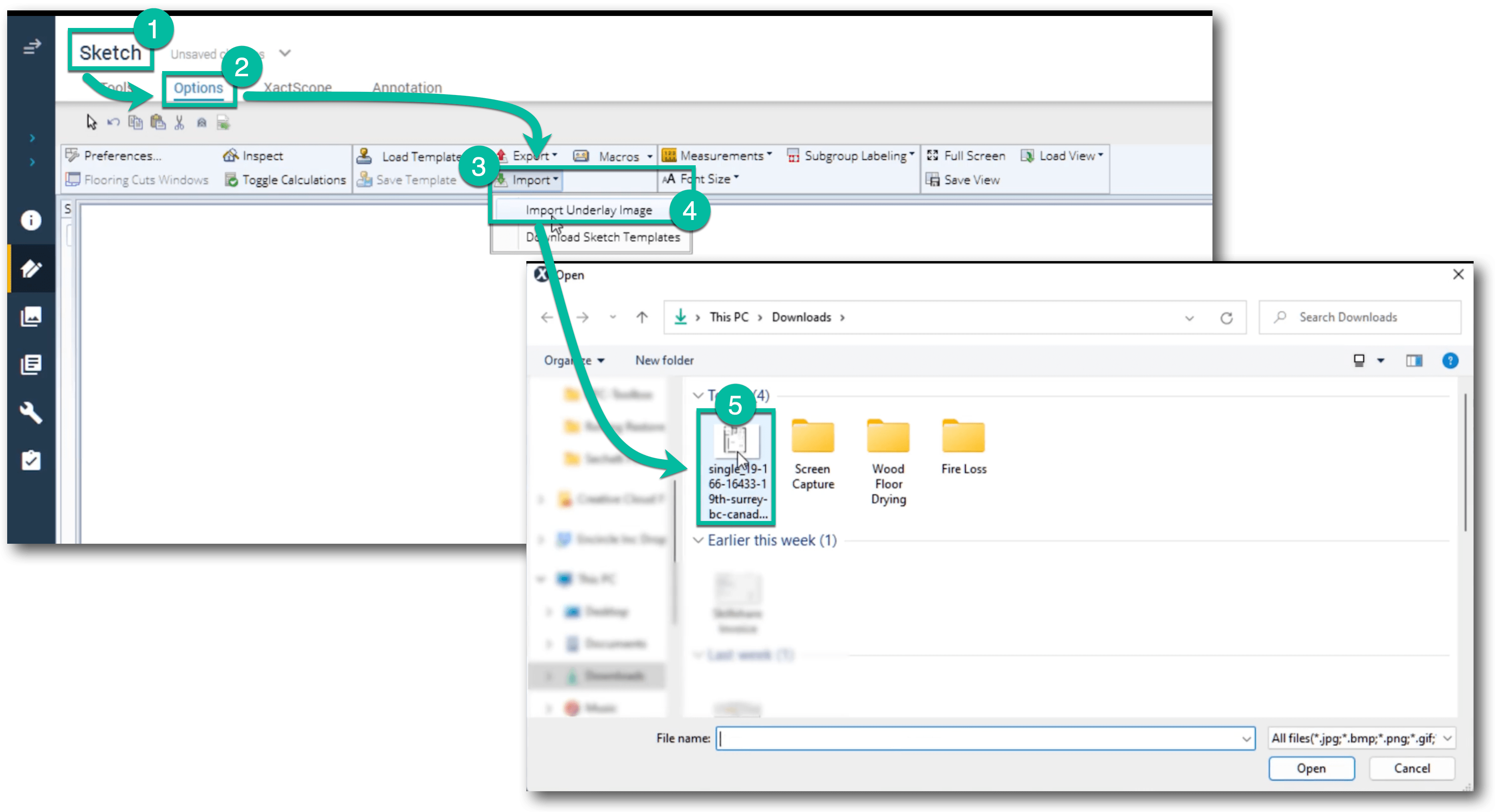 Importing a Floor Plan into Xactimate as an Underlay Encircle