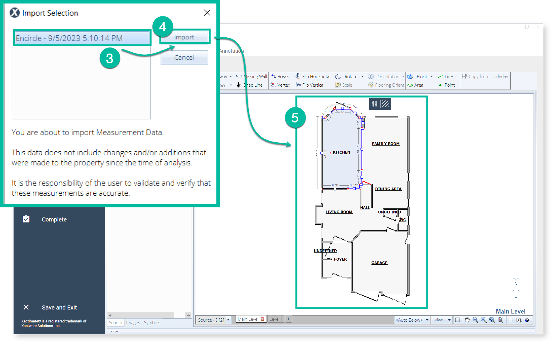 Importing an Encircle Floor Plan into Xactimate Encircle