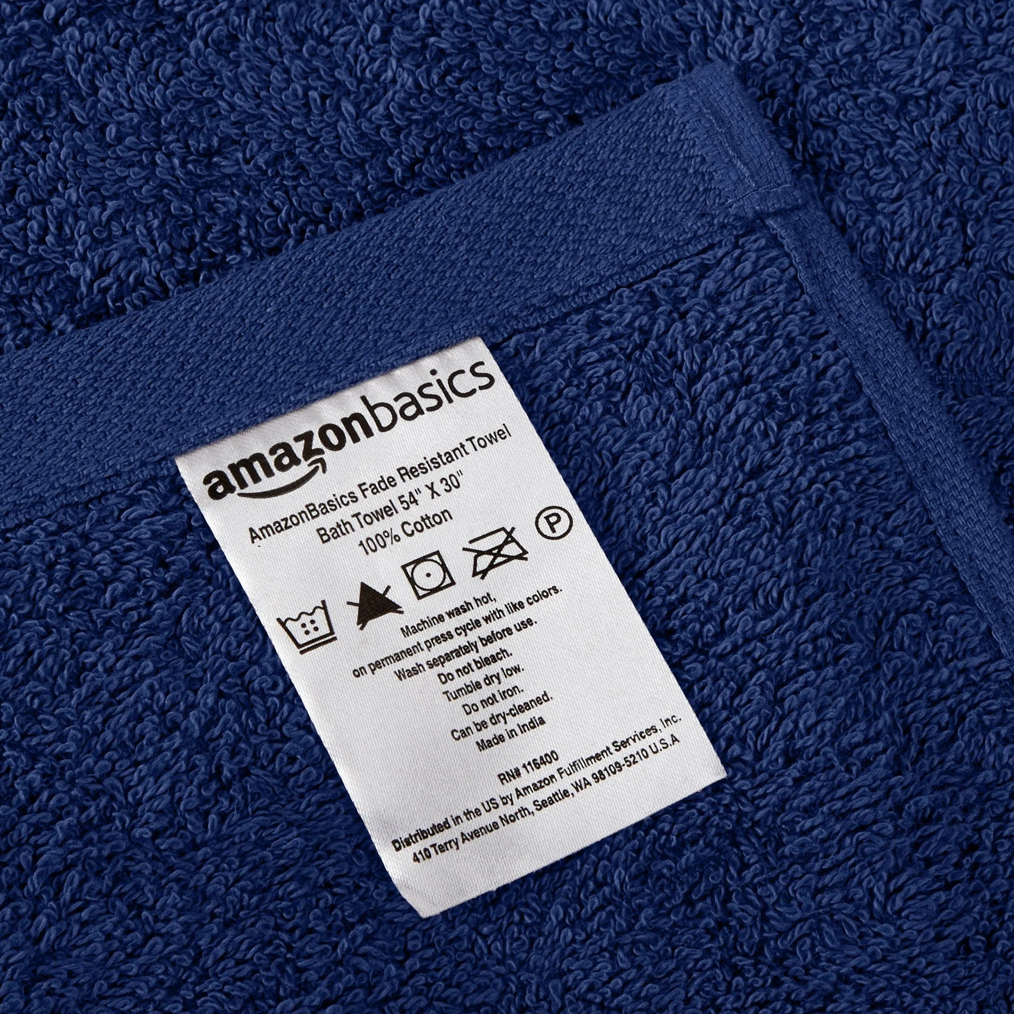 AmazonBasics 6Piece FadeResistant Bath Towel Set Navy Blue