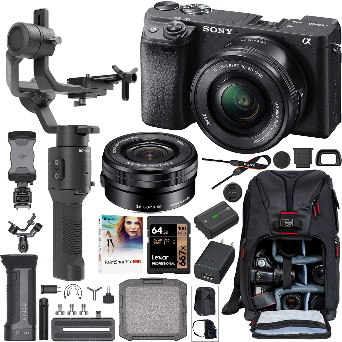 Sony a6400 Mirrorless Camera + 1650 Lens + DJI RoninSC