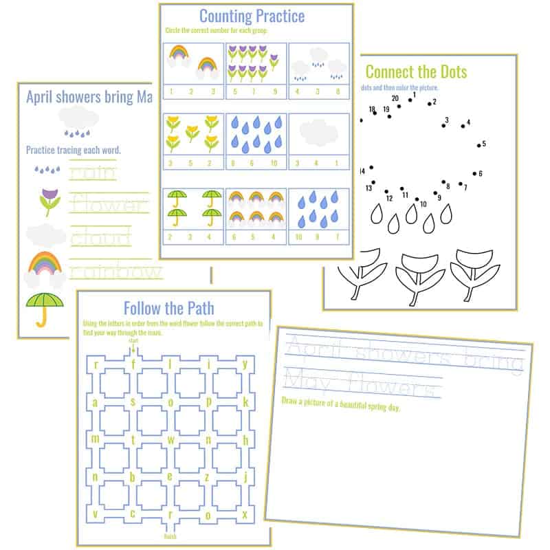April Showers Bring May Flowers Spring Preschool Activities