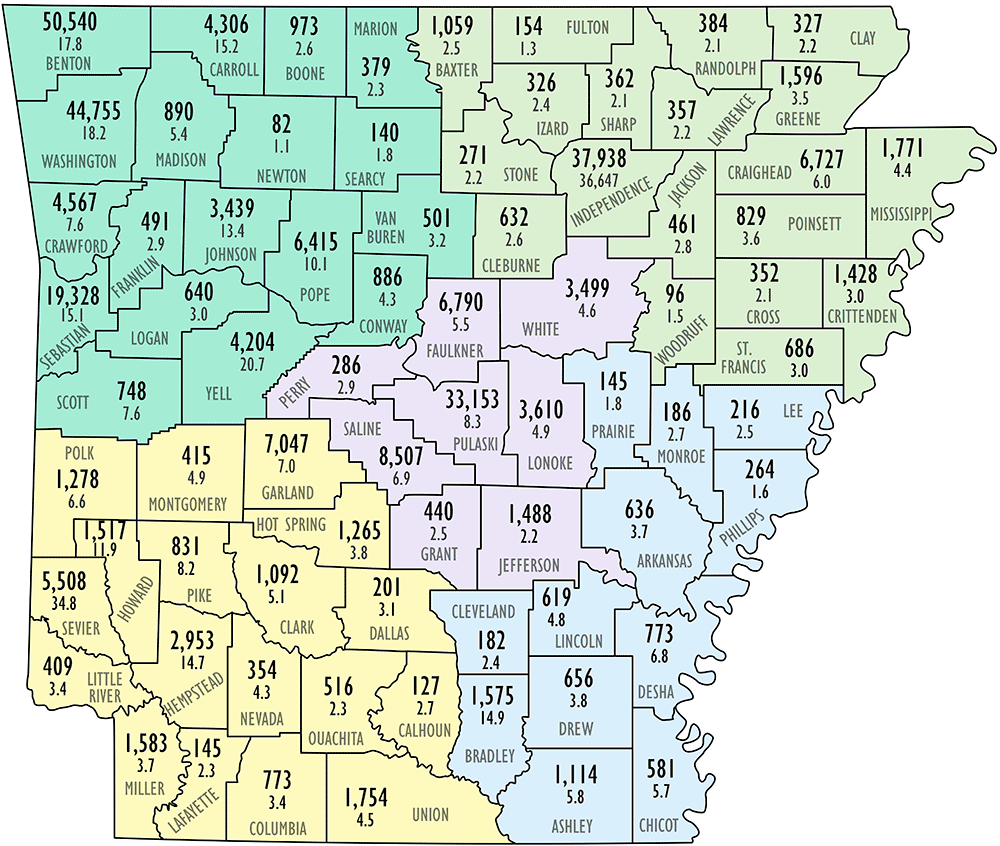 Latino Population Map Encyclopedia of Arkansas