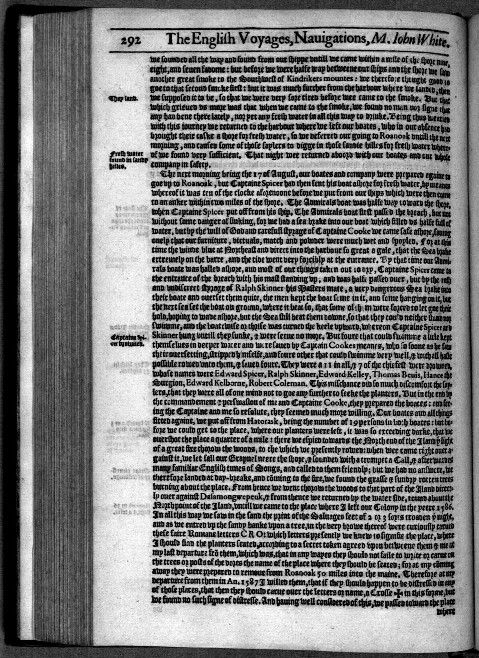 John White Returns to Roanoke; an excerpt from The fift voyage of