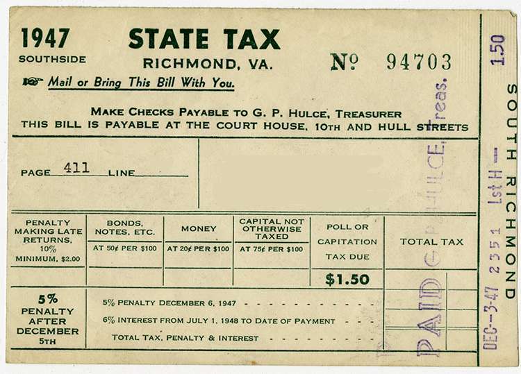 Poll Tax Receipt Encyclopedia Virginia