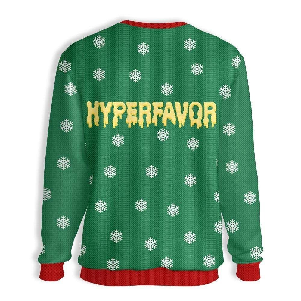 Pizza cat with laser eyes Christmas sweater