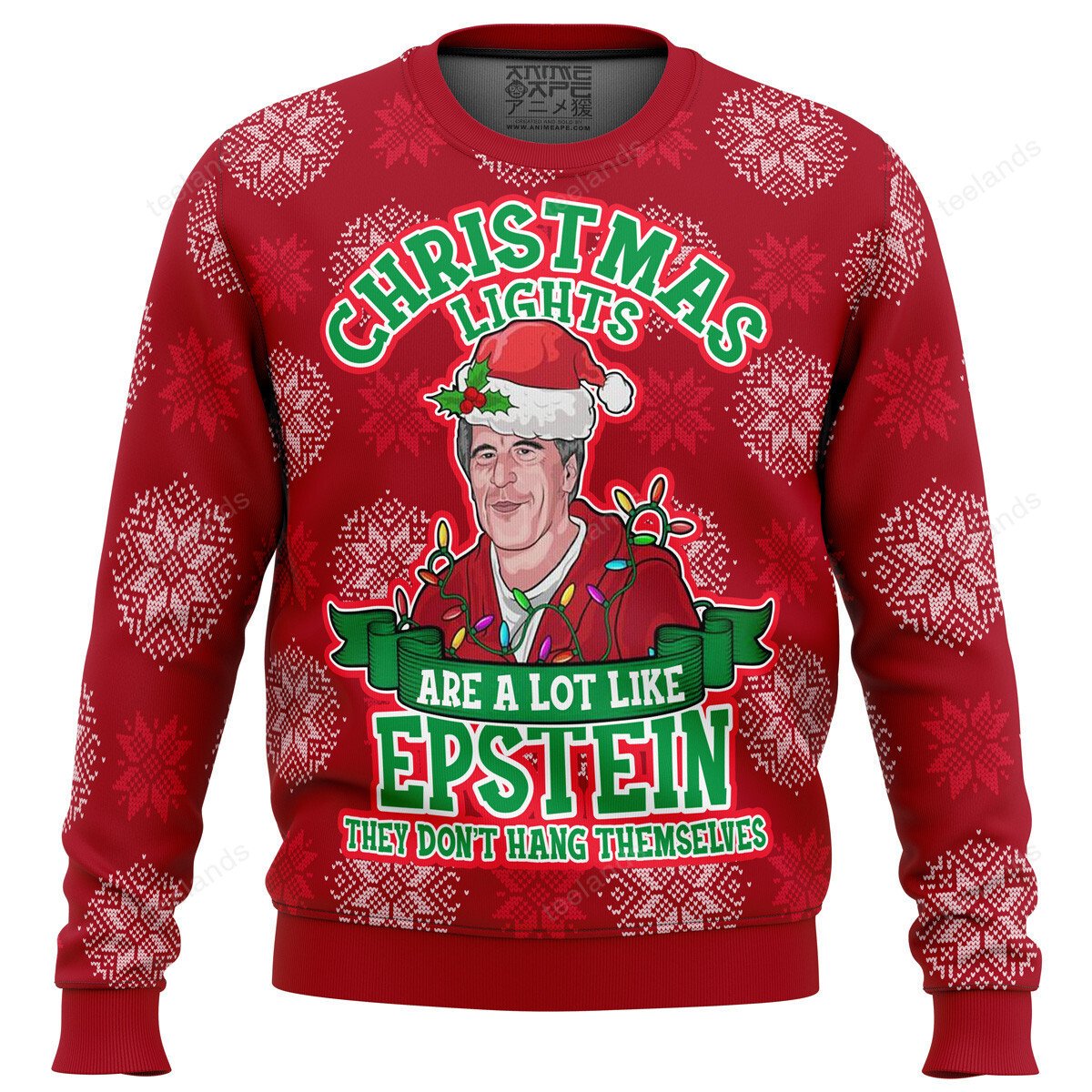 Christmas lights are a lot like Epstein Christmas sweater