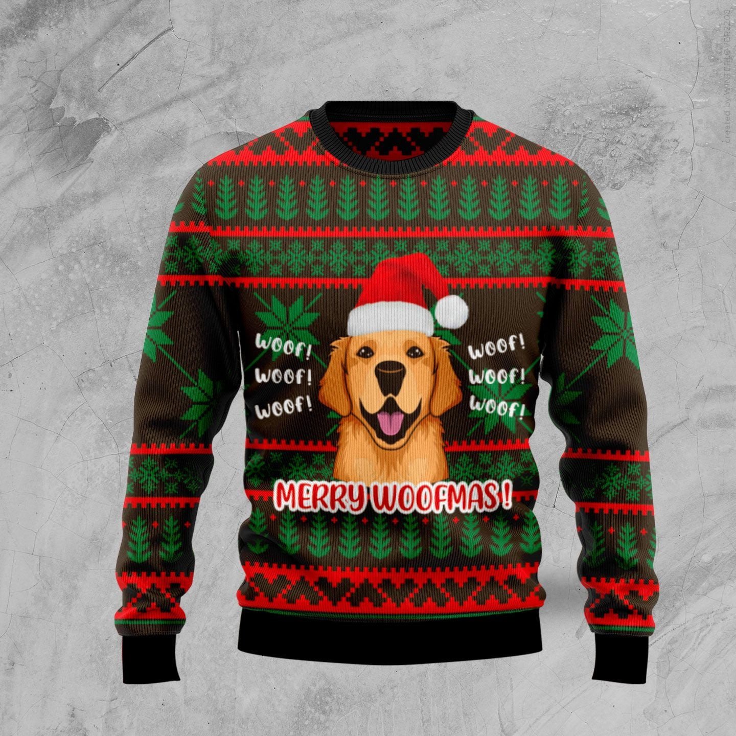 Golden Retriever merry woofmas Christmas sweater