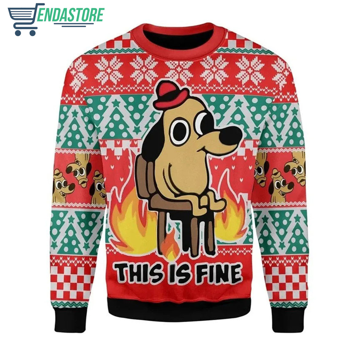 This is fine dog Christmas sweater