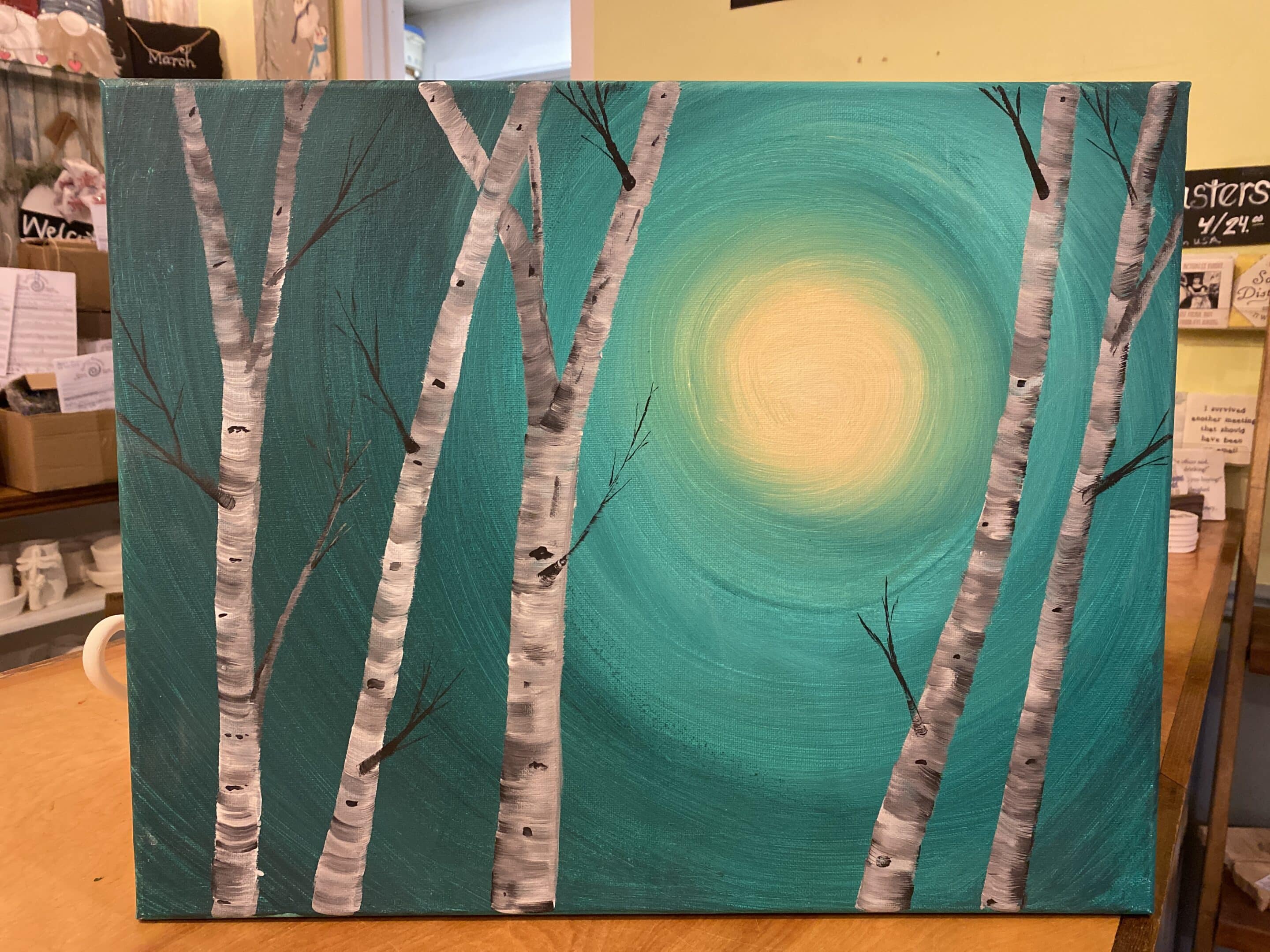 Paint & Sip Birch and Moonlight Endless Creations Pottery